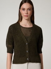 Image sur Cardigan à manches courtes en maille ajourée