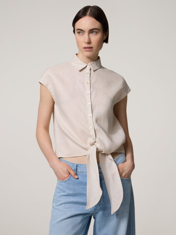 Image sur Blouse à manches courtes en lin