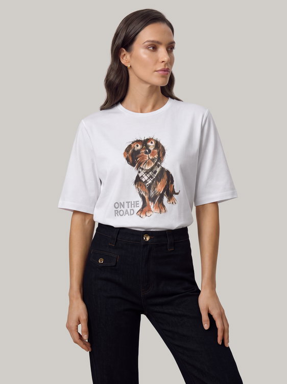 Image sur T-shirt avec imprimé teckel