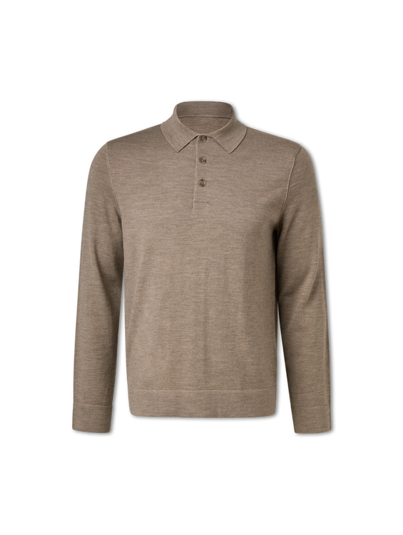 Bild von Poloshirt langarm aus Wolle