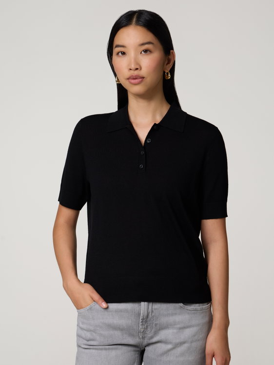 Image sur Polo en laine à mailles fines