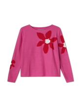 Bild von Strickpullover mit Blumen-Motiv