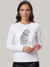 Image sur T-shirt à manches longues avec imprimé chat
