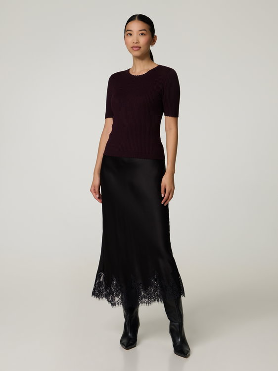 Bild von Jupe aus Satin mit Spitze
