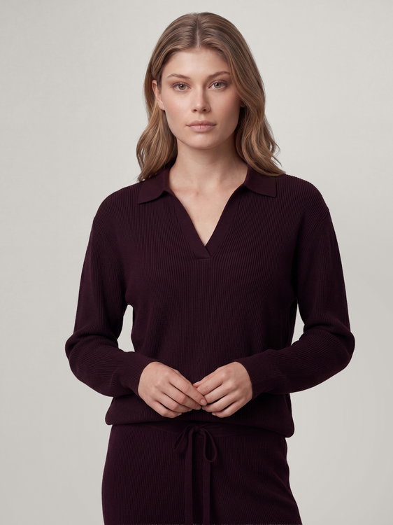 Bild von Langarmpoloshirt aus Strick