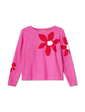 Bild von Strickpullover mit Blumen-Motiv
