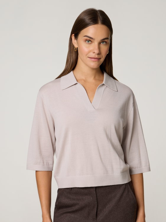 Bild von Strickpoloshirt aus Schurwolle
