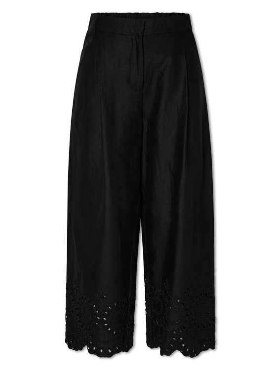 Bild von Leinenhose mit Lochstickerei
