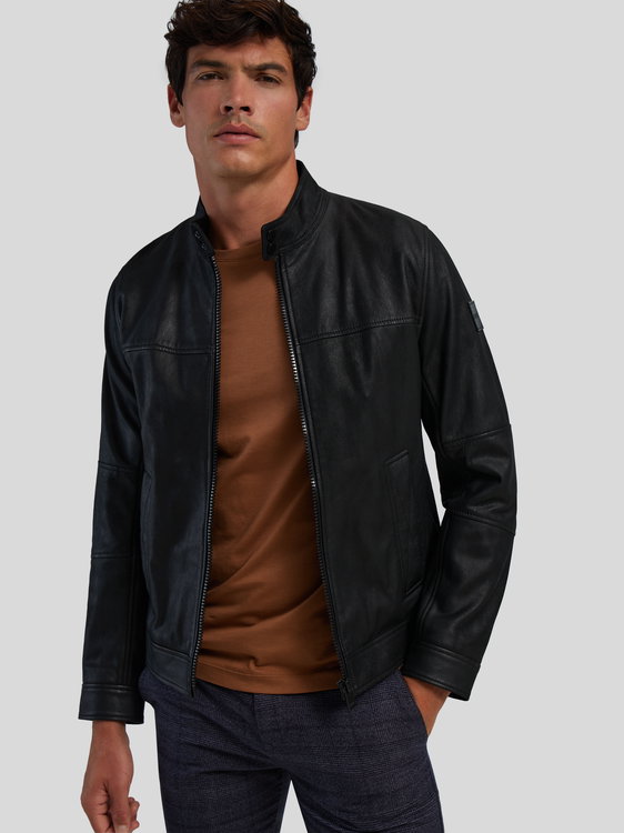 Bild von Lederjacke mit Stehkragen