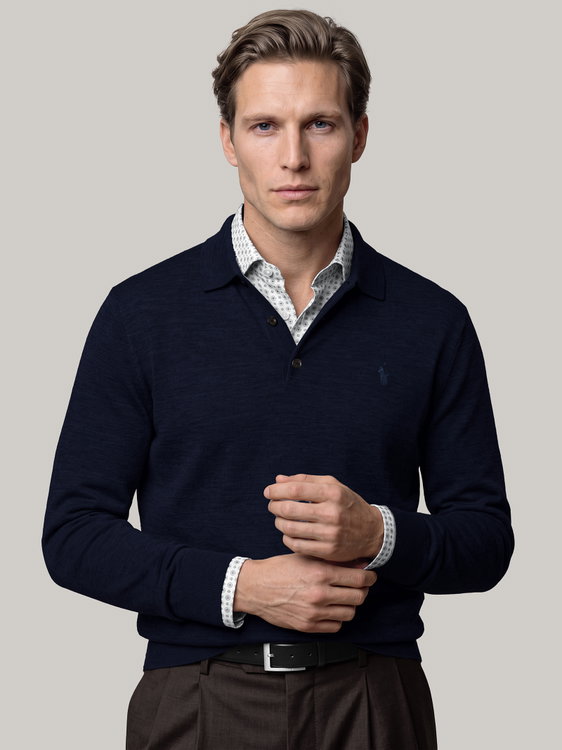 Image sur Polo en maille de laine mérinos