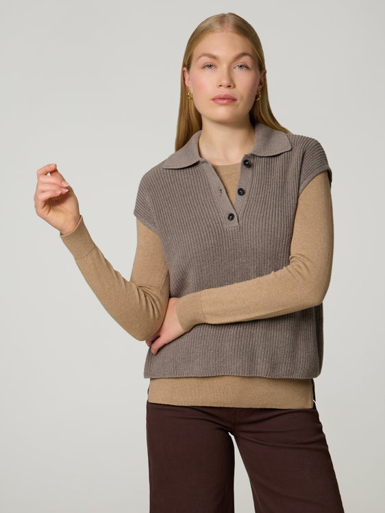 Bild von Strick-Poloshirt aus Baumwolle