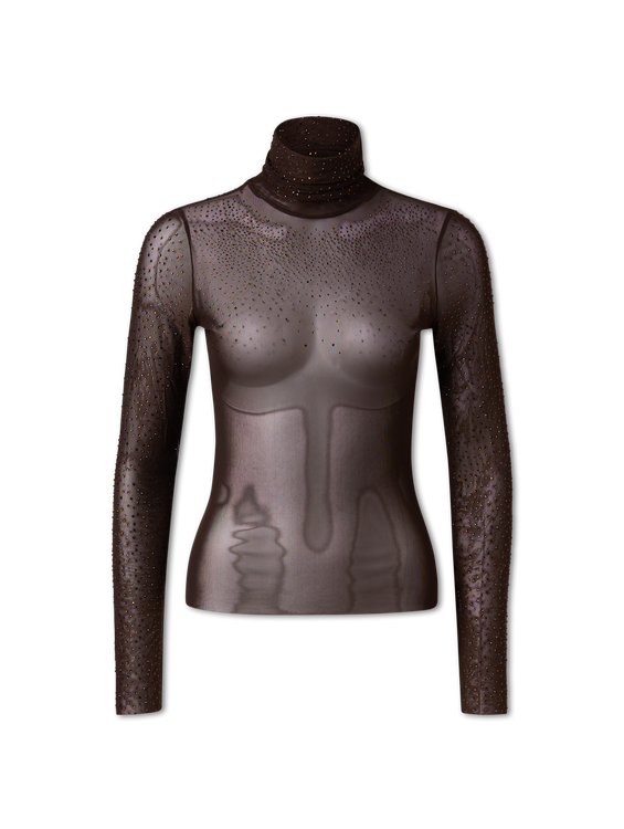 Image sur T-shirt à manches longues avec strass
