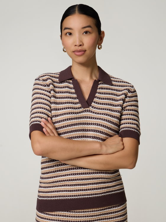 Bild von Strickpoloshirt aus Baumwolle