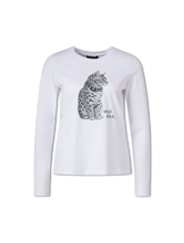Image sur T-shirt à manches longues avec imprimé chat
