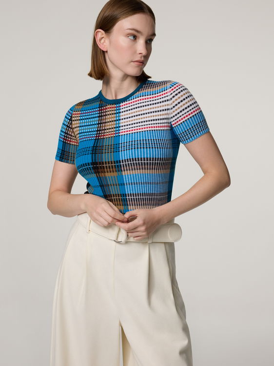 Image sur T-shirt tricoté en laine vierge